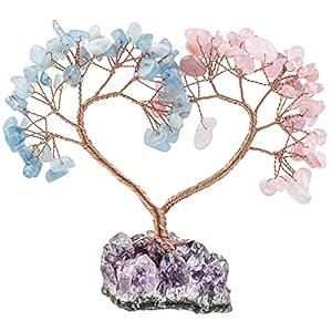 12cm Lebensbaum-Herz auf Amethyst Druse, Heilstein Drahtbaum Liebe | Edelstein-Baum