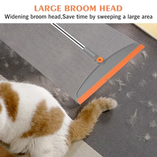 Image of Multifunction Silicone Broom, 54 Inch Long Handle Silicone Floor Squeegee Broom, Sweep and Scrape 2 in 1 Household Cleaning Rubber Broom for Floor, Bathrooms, Kitchens, Showers, Tile, Pet Hair, Glass