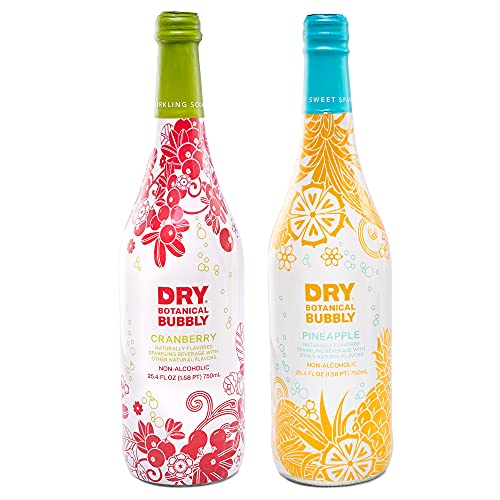 DRY Non-Alcoholic Botanical Bubbly Celebration Bottles | Non-Alcoholic Wine Alternative | Zero Alcohol Wine | 750 mL, 4 bottles (Variety Pack)