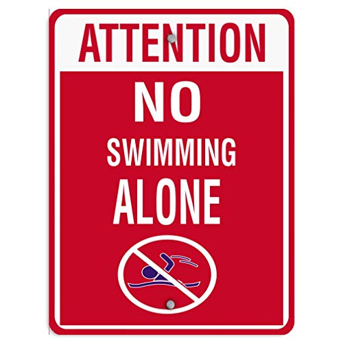 VinMea Attention No Swimming Alone Activity Sign Pool Signs Aluminum Metal Sign Street Signs 8X12 Inches