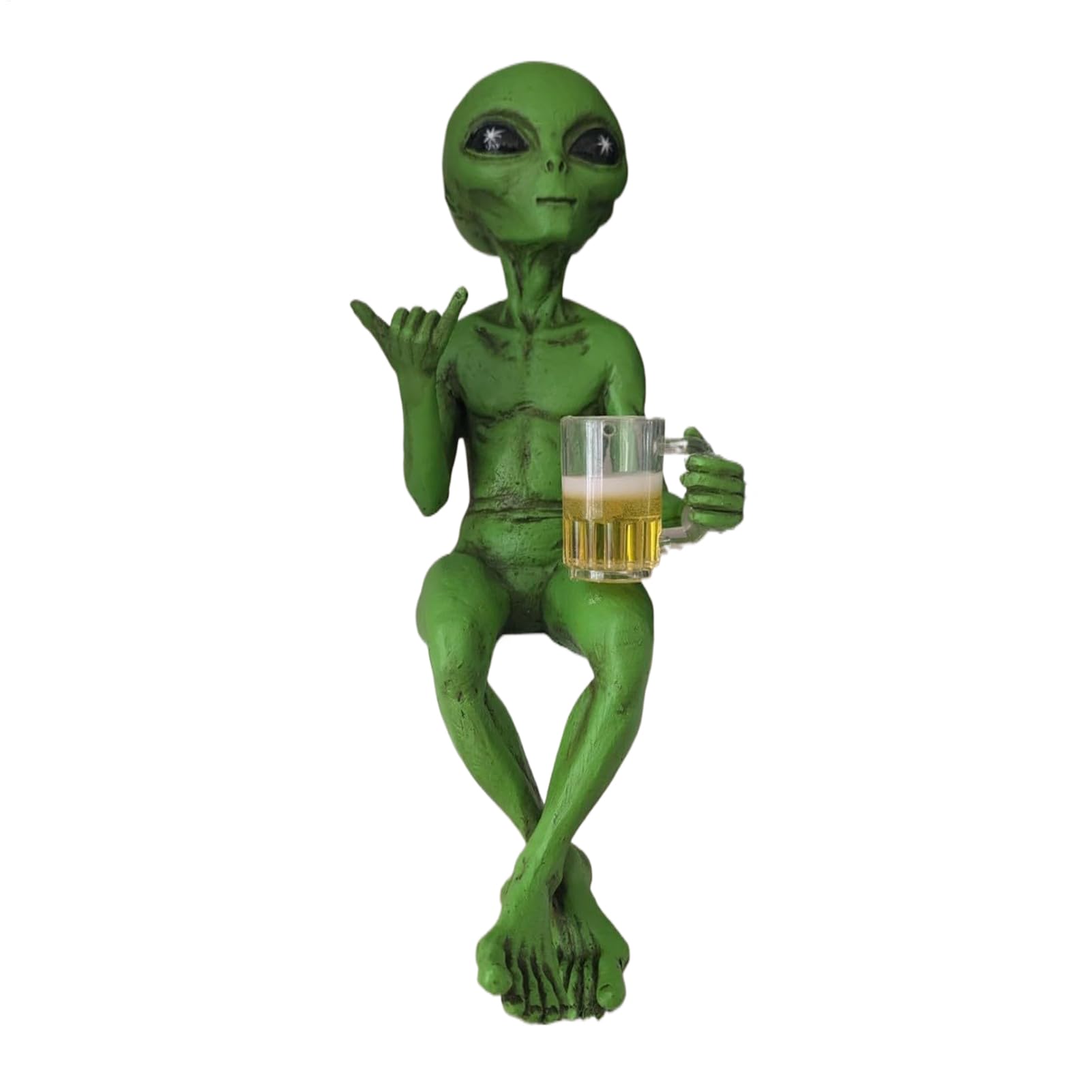 Alien Statue 15cm Beer Drinking Alien Sculpture Funny Desktop Decoration Resin Novelty Collectibles For Adults Home Garden Outdoor Shelf Stage Bedroom