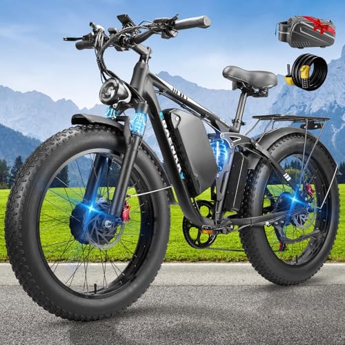 CTVVXXC 9000W Dual Motor Ebike,24' Fat Tire Electric Bike for Adults, 45MPH Fast 52V 34Ah Long Range, Dual Hydraulic Brakes Full Suspension, Snow/Mountain/Off-Road/Commute E-Bike