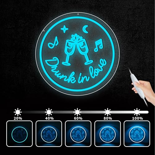 Image of ENUOLI Neon Signs,Wine Bar Sign for Home, Dimmable Wine Glass Neon Light Lamps Round Acrylic Wine Glass Bar LED Sign for Home Bar, Pub, Cafe, Basement Wall Decor