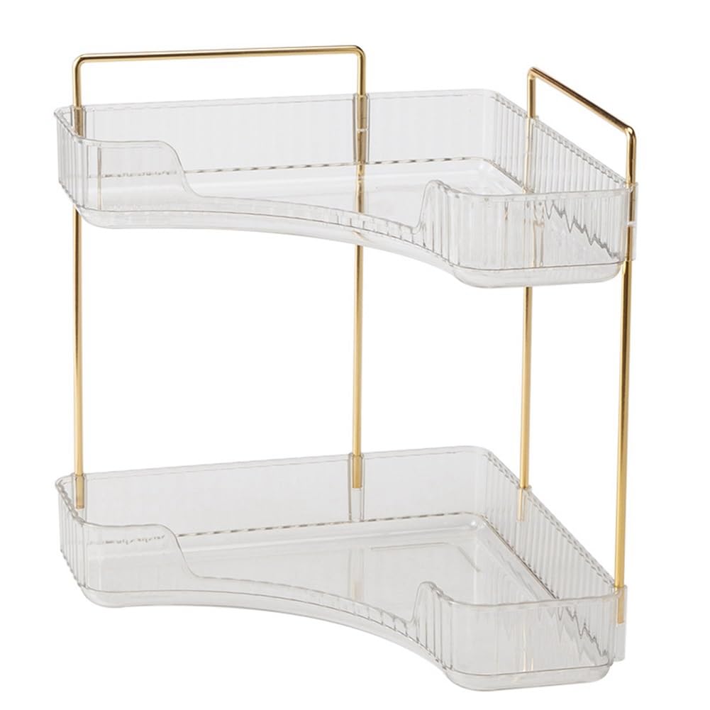 CTRLZS 2 Tier Bathroom Counter Organizer, Multi-Function Corner Bathroom Organizer Countertop, Makeup Organizer Perfume B 29.5 X 34.5cm
