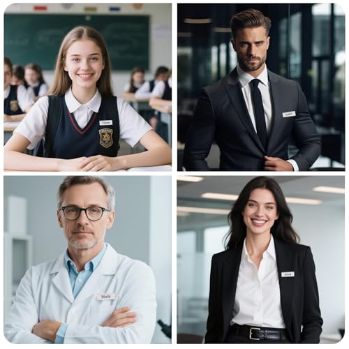 10 Stück Namensschilder für Kleidung Magnet, Aluminium Namensschilder mit Starkem Doppelmagnet, 72 x 31 mm Namensschild Magnetisch mit Papiereinschub und Nadel für Arbeit, Restaurant, Schule