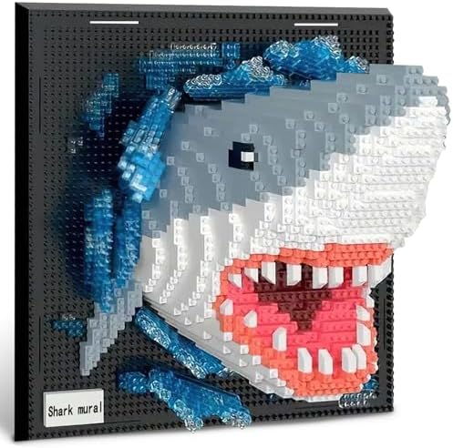 Shark Animal 3D Wall Art Micro Mini Building Blocks Set for Adults, Unique Home Wall Decor or Table Display, No Compatible with Lego, Ideal Birthday Christmas Toy Gift for Teens 14+ (2166 PCS)