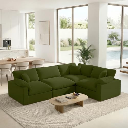 Forest aesthetics Modular Sectional Sofa, 4 Seater Cloud Couch,Down Filled