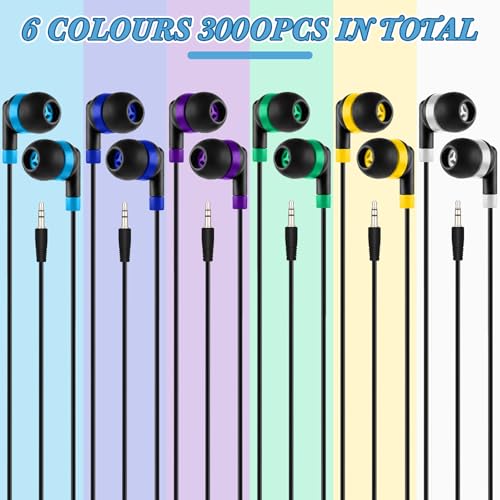 Image of Kigeli 300 Packs Wired Earbuds Bulk, Interlaced Black