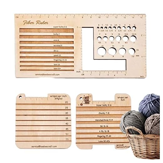 Lidcom Herramienta De Medición De Medidor De Agujas De Tejer, Medidor De Agujas De Tejer Regla De Tamaño De Medida De Tejer De Madera Herramientas De Medición De Hilo Accesorios De Gancho Para