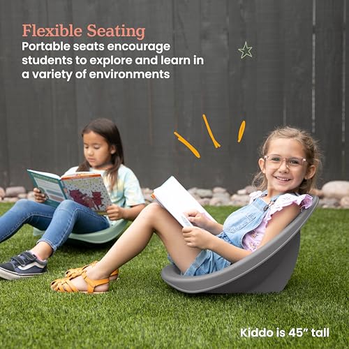 Image of ECR4Kids Leaf Floor Seat, Rocker Chair, Sage /Grey, 6-Piece