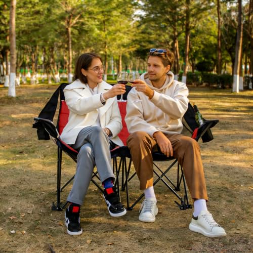 Image of 700LBS 2-Person Heavy Duty Double Camping Chair Loveseat Red