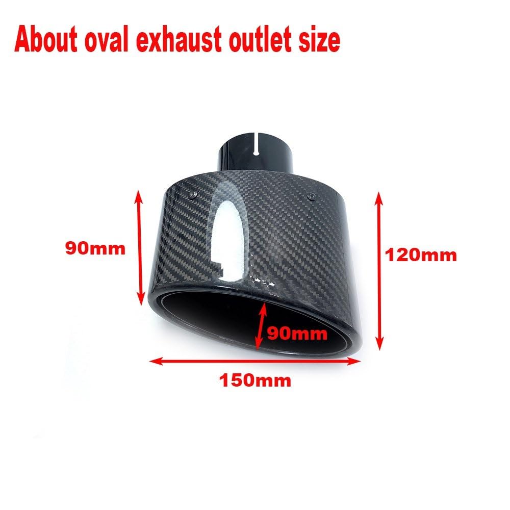 Tubo Escape Coche 1 Uds Silenciador Escape Coche Tubo Escape Coche Modificado 150mm Boquilla Gran Diámetro Brillante Oval Fibra Carbono Brillante Tuberia Escape Silenciador Tubo (Tamaño : ID 60mm OD