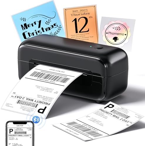 Bluetooth Thermo Versand Etikettendrucker Kabelloser 4x6 Versand Etikettendrucker Fur Kleine Unternehmen Und Buro Kompatibel Mit Android Und Ios Windows Verwendet Fur Amazon Shopify Etsy