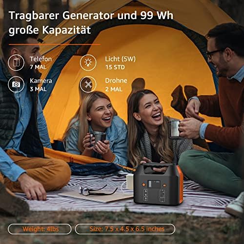 Bild 1 - SinKeu Tragbare Powerstation 99Wh,150W Solar Generatoren Akku mit 230V AC/Car Lighter Port/USB Ausgabe,für Reise Camping Wohnmobil und als Notstromaggregat (Black)