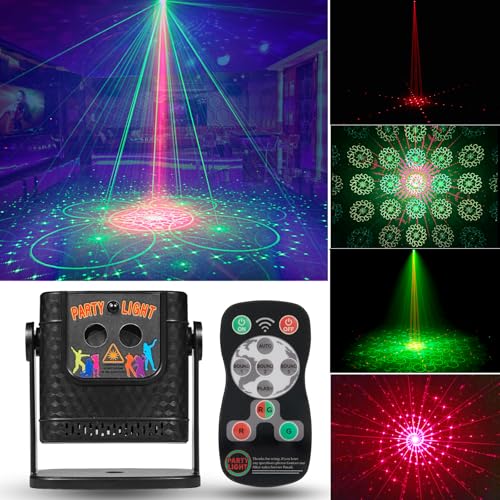 Mini Laser Light Patterns Projector, Party Lights Dj Disco Lights, Sound Activated with Remote Control for Car Parties Decorations, Gift for Adult (3.2 * 3 * 2.3 inchs)