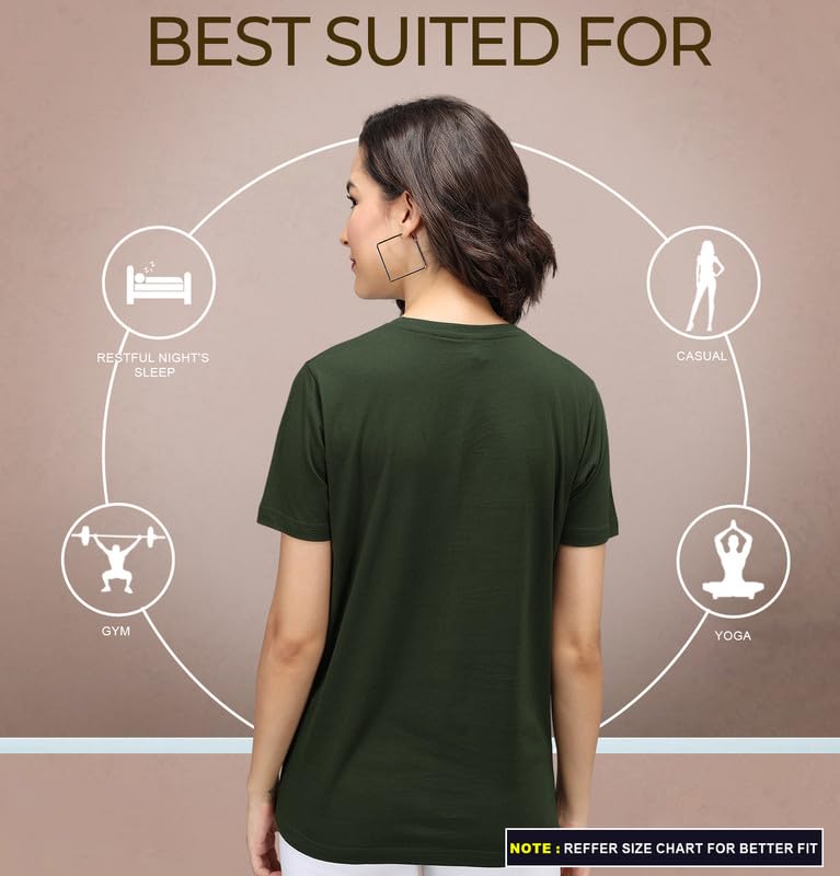 Image of Sleepynuts Women Boyfriend Plain Round Neck Half Sleeve T-Shirt