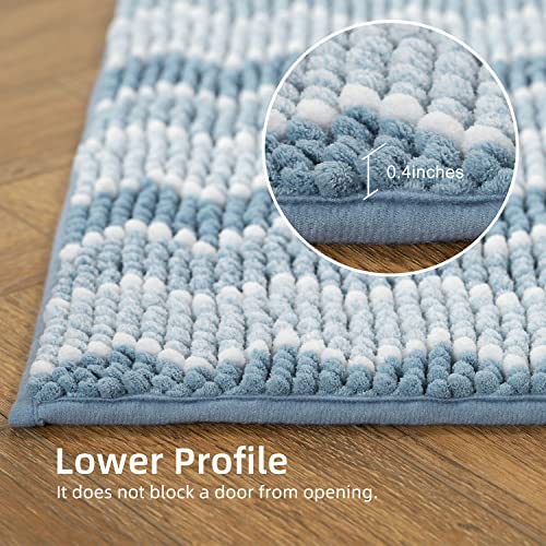 Kasentex Soft Luxury Bathroom Rug Mat, Absorbent Shaggy Chenille Bath Rugs, Durable Non-Slip Plush Bath Carpet, Machine Wash Dry, Bath Mats For Bathroom Floor, Tub And Shower, Blue, 17X24 #TOP1
