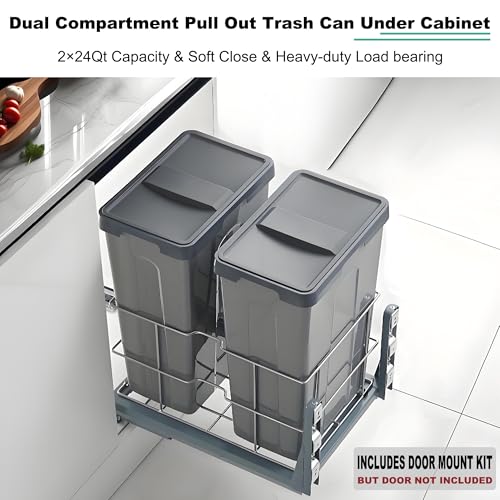 Caneca extraíble doble para gabinete, 24 QT, gris miniatura 2