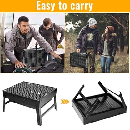 Auauraintt Kompakter Mini Grill BBQ - Holzkohle, tragbar & klappbar,Tischgrill Campinggrill Picknickgrill,für Picknick, Garten, Terrasse, Camping, Reisen – Bild 5