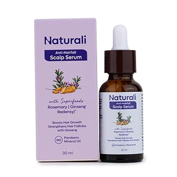 Naturali Anti-Hairfall Scalp Serum With Rosemary, Ginseng & Redensyl | Boosts Hair Growth | Strengthen Hair Follicles | Paraben-free | Best Anti-Hairfall Serum | 30ml - image, photos