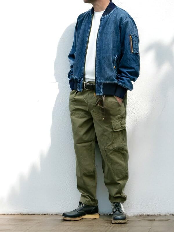 [TMT] デニム ジャケット MA-1 中綿 ボンバージャケット INDIGO INDIGO LIGHT 経年変化 加工 TJKF