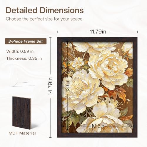Image of Picrit 11x14 Picture Frame 3 Pack, Wall Mount & Tabletop Display, Walnut