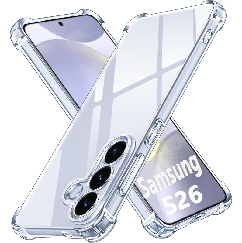 Image of Lustree Back Cover Transparent Case Compatible with Samsung Galaxy S26 | Clear + TPU Case with 4 Corner Air Cushion Protection & Camera Protection | Slim& Stylus Cover
