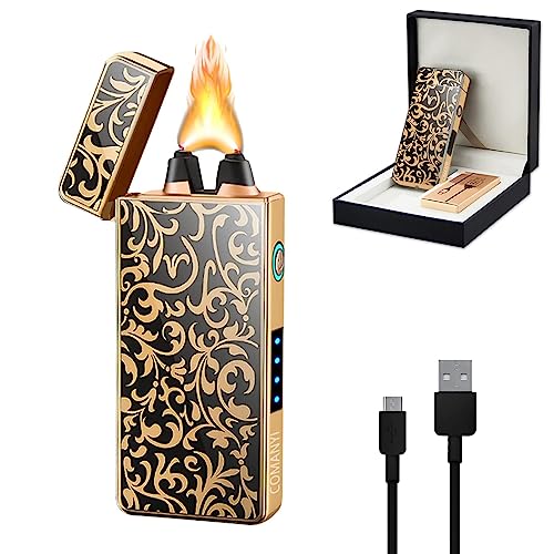 GADATOP Elektrisches Feuerzeug Arc Plasma Aufladbar Feuerzeug USB Feuerzeug Sturmfeuerzeug Winddicht Feuerzeug mit LED-Batterieanzeige für Kerzen und...