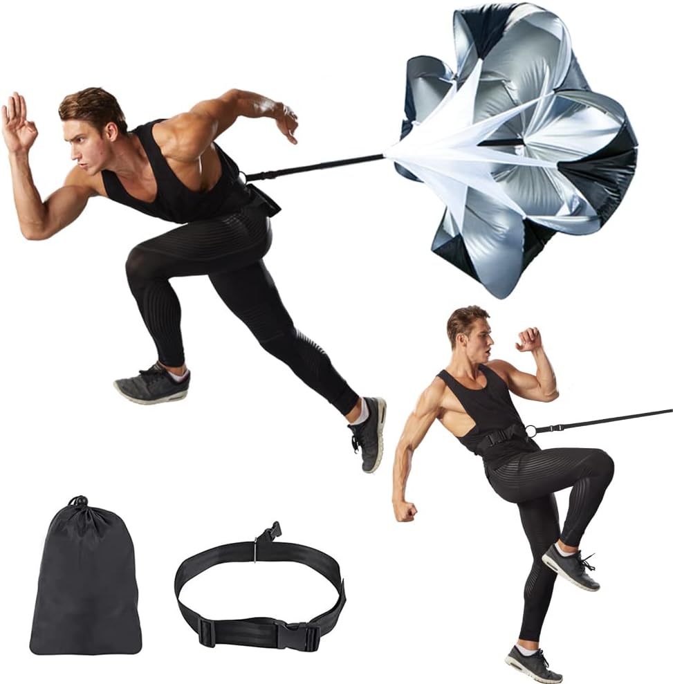 Running Speed Training 56 inch Speed Training Resistance Parachute Umbrella Running Chute & Fitness Explosive Power Training with Adjustable Strap, Free Carry Bag