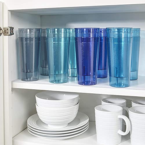 US Acrylic Cafe Plastic Reusable Tumblers (Set of 16) 20-ounce Water Cups Coastal Colors | Restaurant Style Drinking Glasses Value Set, Stackable, BPA-free, Made in the USA | Top-rack Dishwasher Safe - Image 4