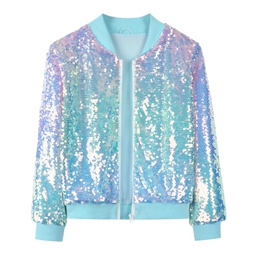 Chaqueta de lentejuelas para niñas, chaquetas impermeables con purpurina, ropa de calle para niños, linda manga larga con cremallera, abrigo escolar para otoño, transpirable, estético, moderno, ropa
