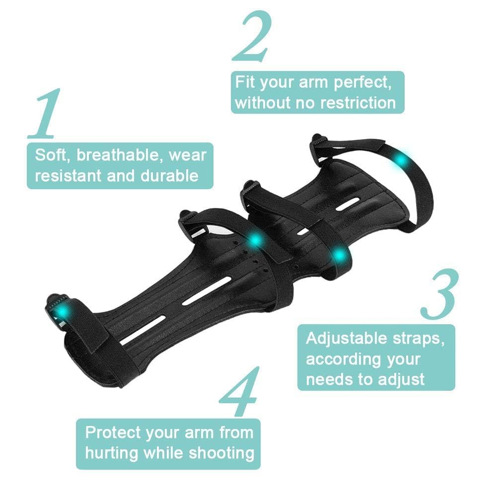 Protezione per Braccio per Tiro con L'Arco, Protezione per Braccio Tiro con Regolabile per Adulto Protezione per ricurvo, Accessorio per Protezione della Fascia per Braccio per Tiro(nero)