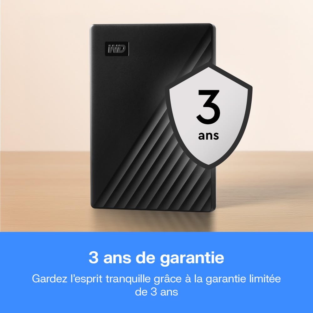 WD 1To My Passport Disque Dur Externe Portable, Parfait pour sauvegarde et stockage, sauvegarde et protection par mot de passe, compatibilité avec PC, Xbox et PS4,