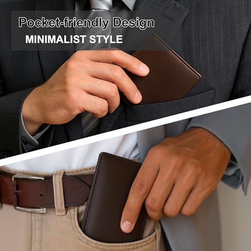 Slim Minimalist Credit Card Holder - Crazy Horse PU Leather Bifold RFID Blocking Wallet for Men & Women4