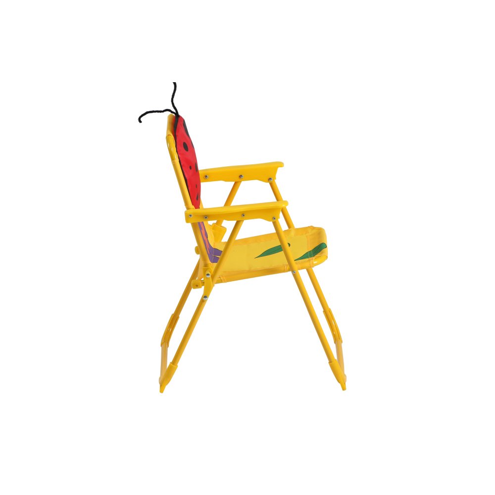 Siena Garden 672618 Marie Set pour Enfants 2 Fauteuils Pliants 1 Table + 1 Parasol Acier Motif de Coccinelle Jaune/Rouge
