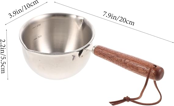 Stainless Steel Milk Pan with Double Sided Pouring Lips Household Saucepan for Cooking Boiling Milk Sauces and Pasta and Versatile Cooking Pot with Lid