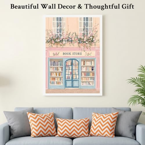 Image of HASTHIP 5D Diamond Painting Kit for Adults 40x30cm, Pre-Printed Bookstore Scene Diamond Art Kit with Full Drill Rhinestones & Tools, DIY Crystal Art Craft Kit for Home Wall Decor & Gift