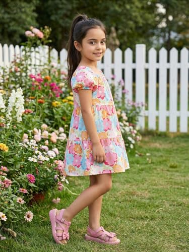 Image of Nautinati Girls A-Line Printed Dress with Puff Sleeves | Age 2-10 Years
