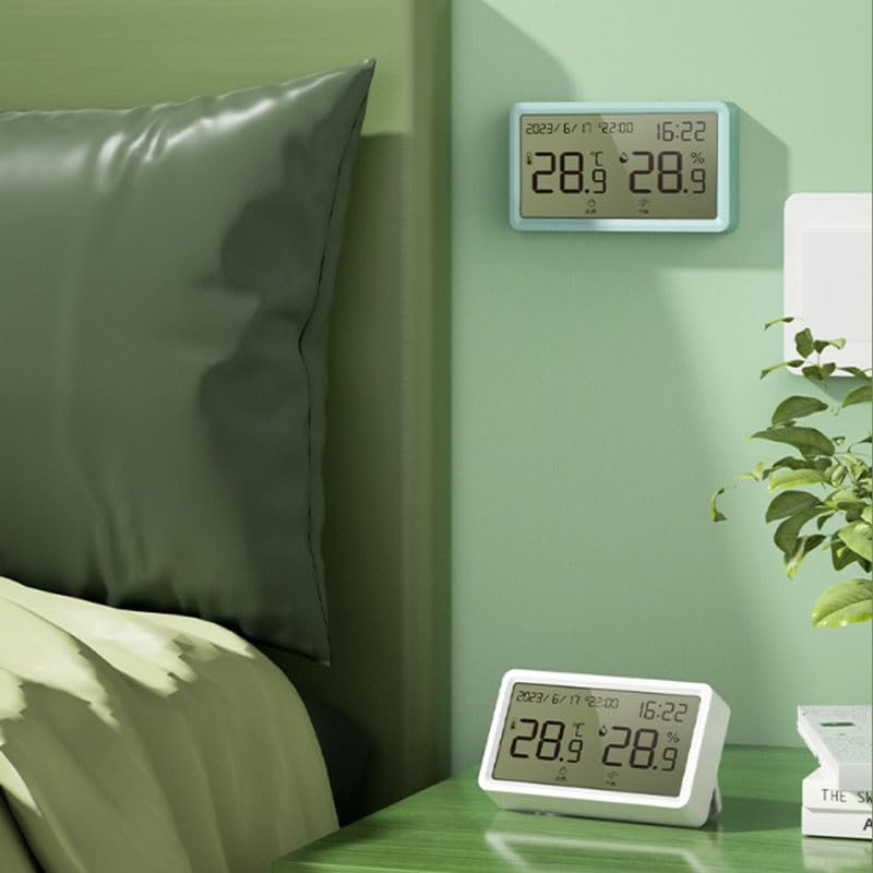Wall Mounted High Resolution Digital Thermometer with Alarm Clock for Household Use