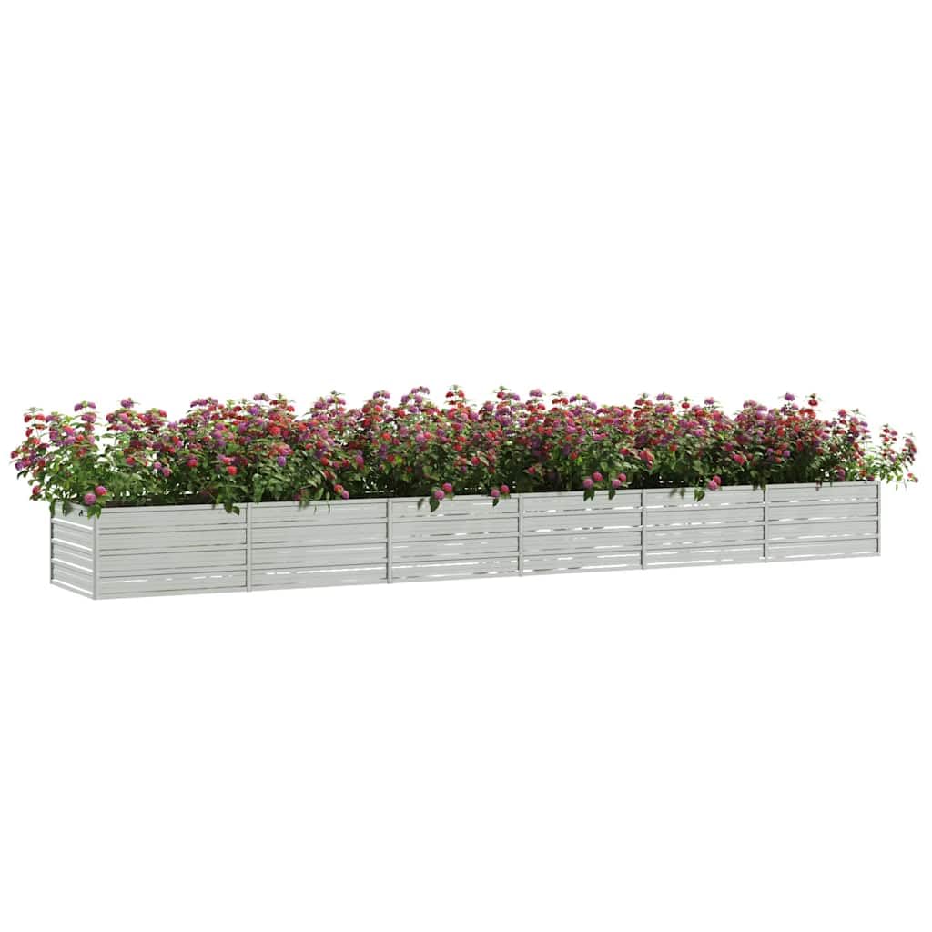 Jardinera elevada de 480 x 80 x 45 cm de acero galvanizado plateado, diseño moderno, robusto y resistente a la corrosión, maceta elevada para balcón, terraza y jardín