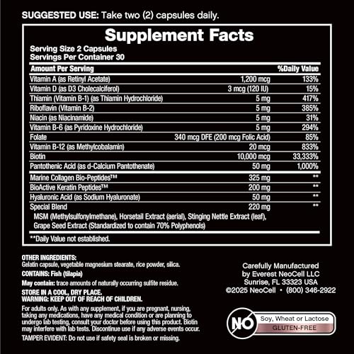NeoCell Biotin Collagen Keratin Supplement