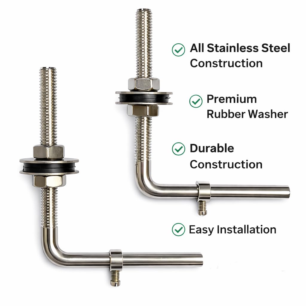 MASTER BATH L Type Toilet Seat Cover Hinges, SS Toilet Seat Hinge Screw L Type for European Toilet Seat Repair Fixing Bolt Screw Set 1