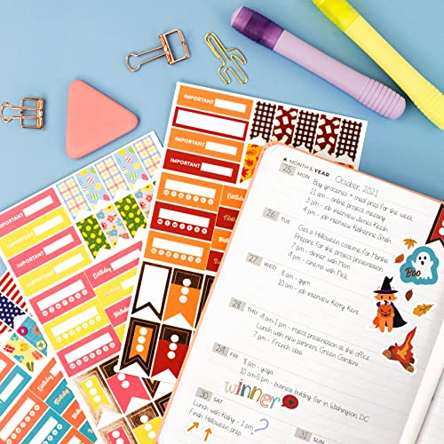 Image of Clever Fox Season Calendar Stickers 600+ Month, Holiday and Season Stickers for Your Planner, Monthly Diary, Calendar, 18 Sheets, Sticker Set Washi Tape (Holiday Package)