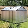 VEIKOU Greenhouse for Outdoor Heavy Duty Polycarbonate, 6' x 12' Garden Plants Green House Kit with Aluminum Frame, Lockable Door and Windows for Backyard Grey VEIKOU Greenhouse for Outdoor Heavy Duty Polycarbonate, 6' x 12' Garden Plants Green House Kit with Aluminum Frame, Lockable Door and Windows for Backyard Grey