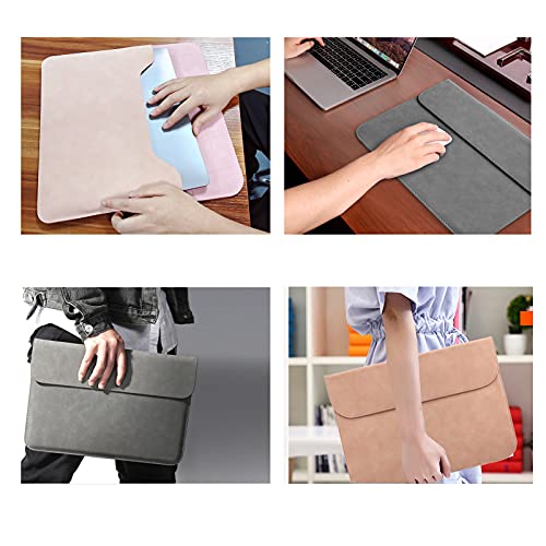 Yicinsmile 14 Inch Laptop Sleeve Grey Color Faux Leather Laptop Case With Pouch #TOP4