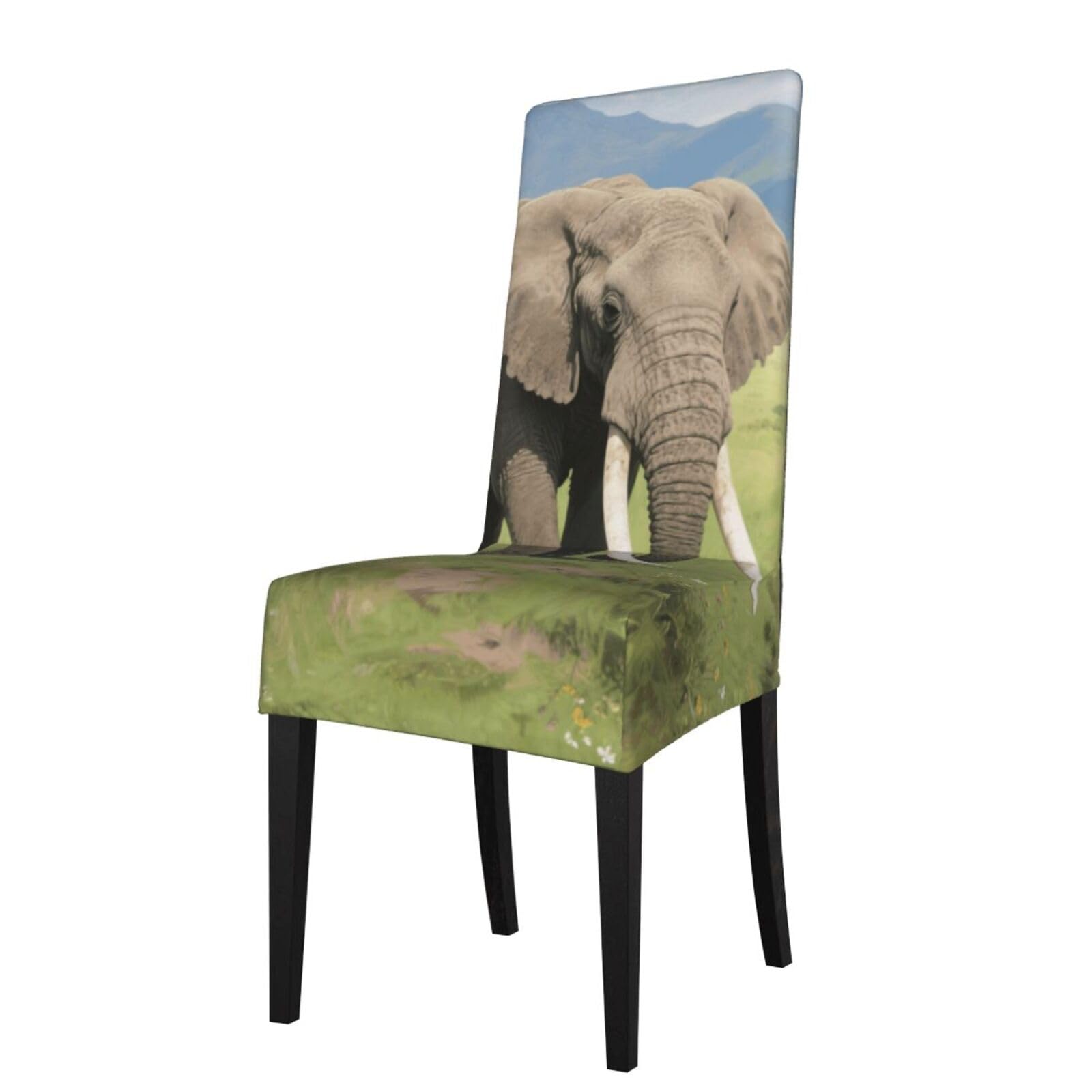 Fodpand Black Elephant Dining Room Chair Cover Stretch Parsons Chair Slipcovers Removable Washable Chair Protectors Cover High Elastic Seat Protector For Home,Kitchen, Hotel, Banquet