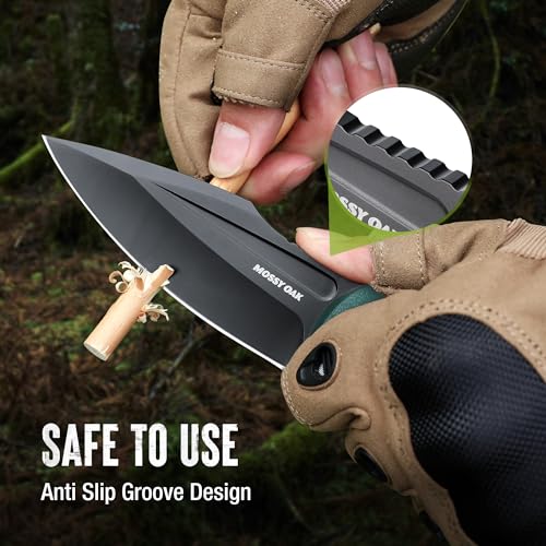Image of Mossy Oak 8.5 inch Full-tang Fixed Blade Knife with Sheath (G10 Handle-Green) | Stainless Steel Blade; Outdoor Knives for Survival, Camping, Hiking