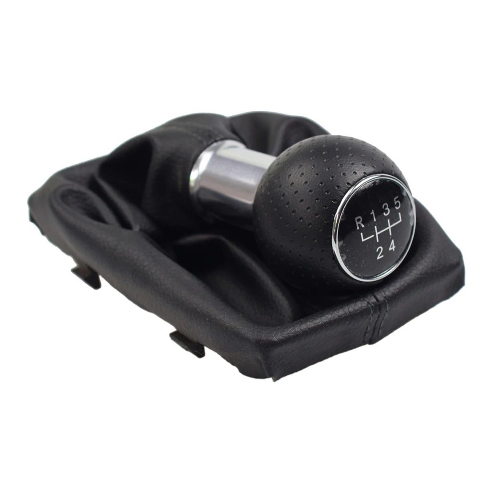 SAUANMNKTP Gearshift Knob for A4 B6 B7 2000-2008 5 6 Speed Gear Stick Shift Knob Leather Gaiter Boot Cover(R5 Speed-Black)