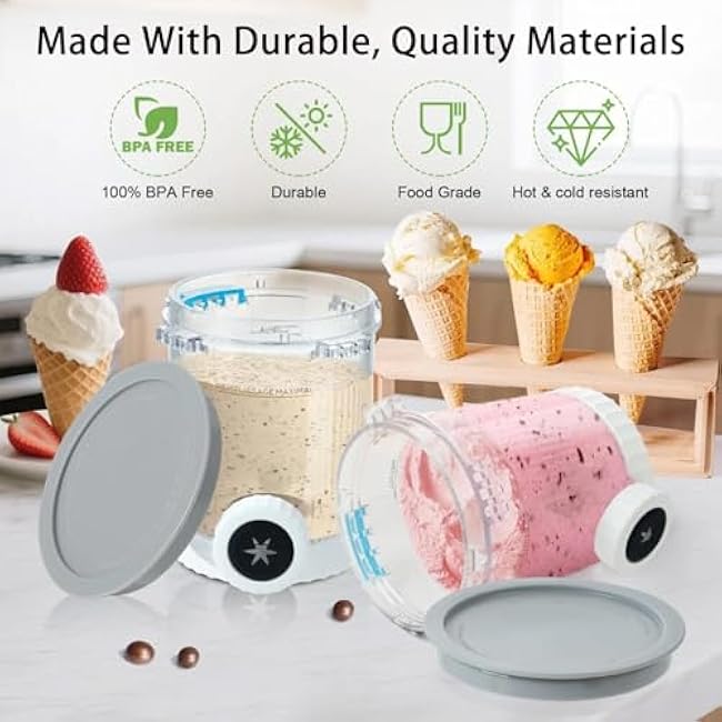 2 Pack Pint Containers Replacement for Ninja Swirl Ice Cream & Soft Serve Makers, 16oz Creami Swirl Pints and Lids Compatible with NC700 NC701 Series, BPA-Free & Dishwasher Safe