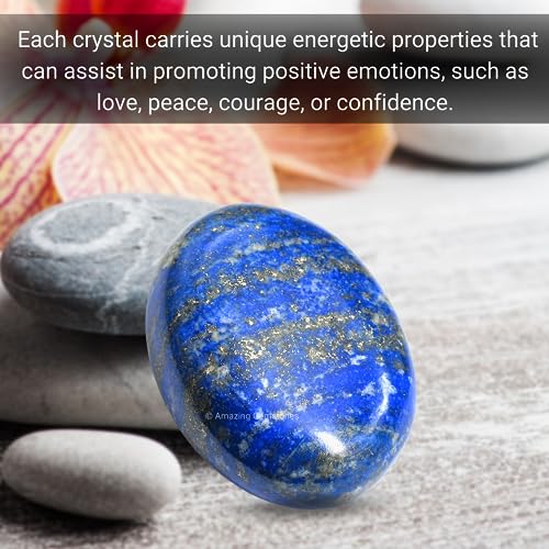 Image of Amazing Gemstone Lapis Lazuli Crystals and Healing Stones - Large Palm Stone Crystals Piedra - Crystal for Good Luck, Balanced Positive Energy, Meditation - Unique Stocking Stuffers, Gifts for Women